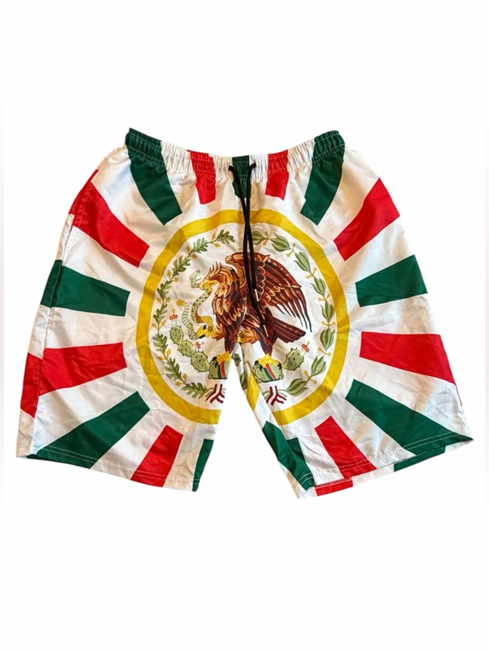 Mexican Flag Eagle Print Swim Shorts - Red, Green, White (001)